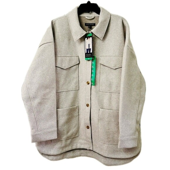 Banana Republic Women's XL Structured Super Soft Shirt Jacket Tan 4-Pocket NWT - Picture 5 of 9